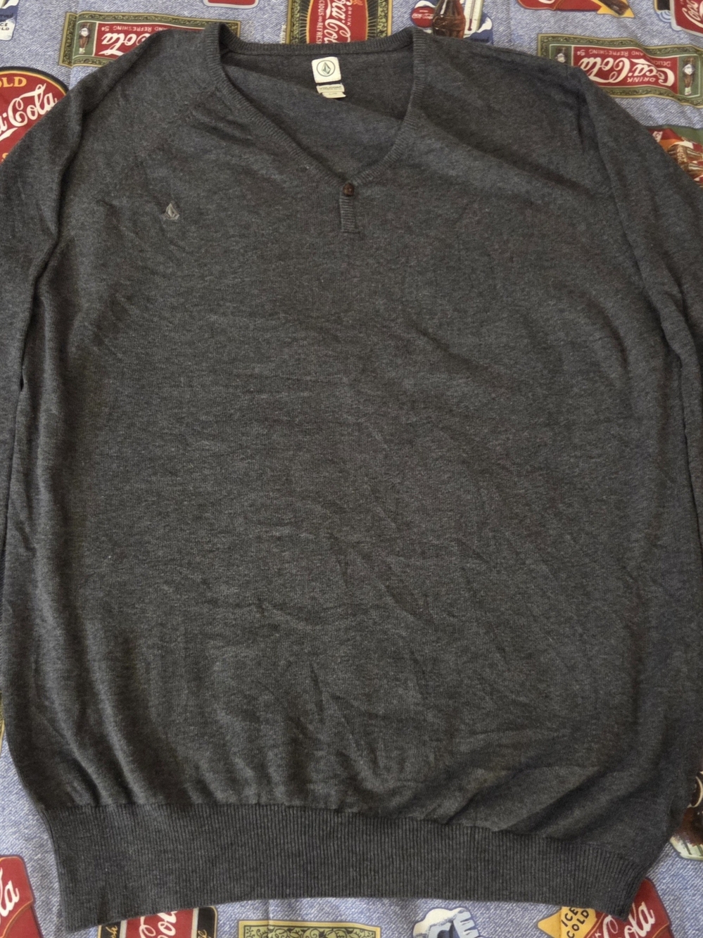 Volcom Men's Dark Charcoal V-Neck Sweater